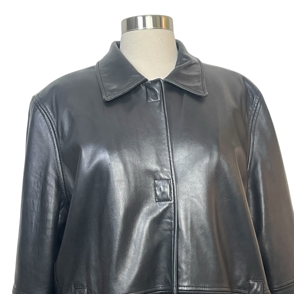 Vintage 90s Black Leather Jacket Punk Quite Luxury Model Off Duty Carrie Bradsha - Picture 4 of 15